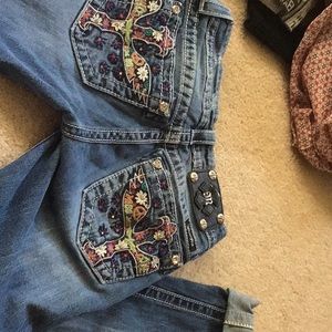 Miss Me straight leg jeans cross back 26